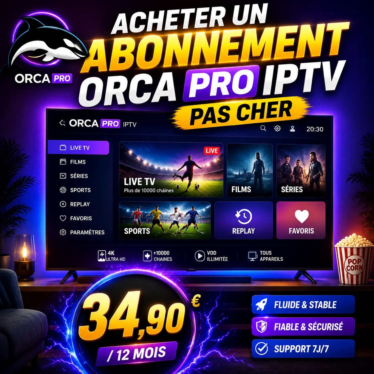 Acheter un abonnement Orca Pro IPTV pas cher